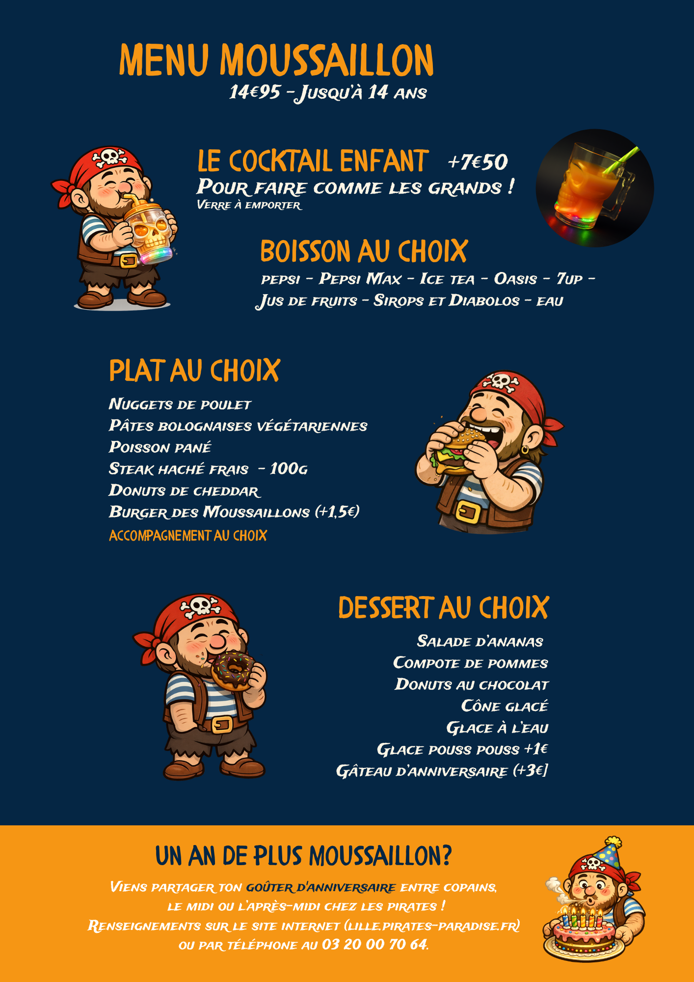 menu enfant pirates paradise